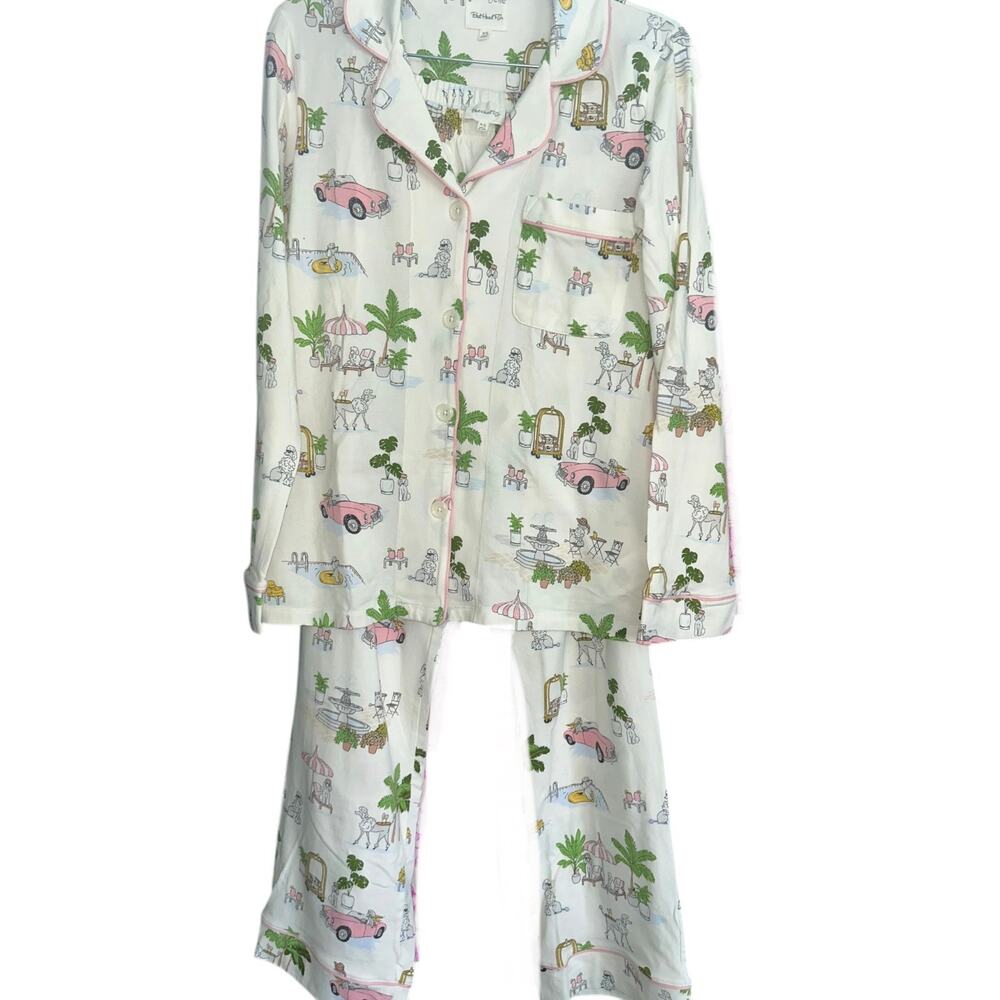NWOT BedHead Pajamas "Poolside Poodles" Cotton Long Sleeve Long Pants Set Sz XS - Picture 2 of 7